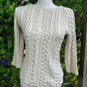 ✨ RARE Vintage Lauren Ralph Lauren Cable Knit Sweater – Ivory – Size M ✨